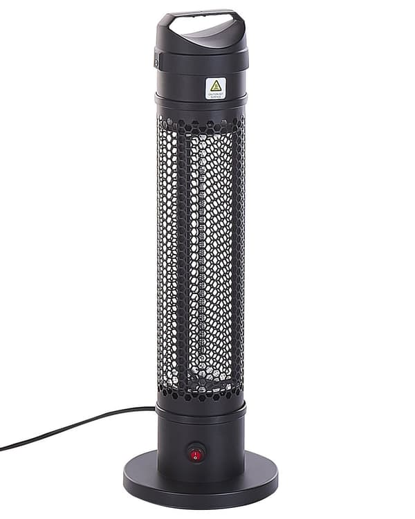 Elektrisk Terrassevarmer Sort 62x20 cm Tårn Formet 1000W Infrarød Varmelampe Fritstående Have Udendørsbrug af Høj Kvalitet