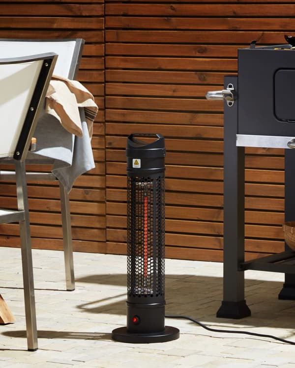 Elektrisk Terrassevarmer Sort 62x20 cm Tårn Formet 1000W Infrarød Varmelampe Fritstående Have Udendørsbrug af Høj Kvalitet