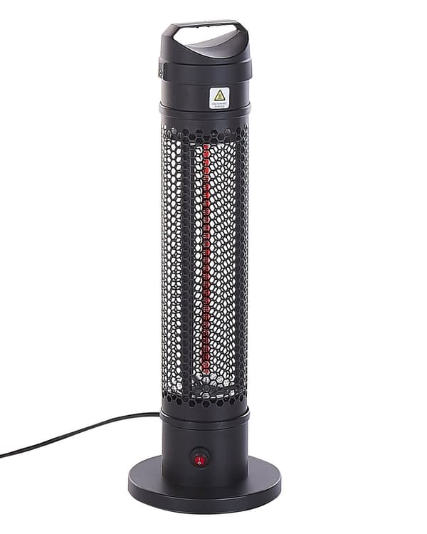 Elektrisk Terrassevarmer Sort 62x20 cm Tårn Formet 1000W Infrarød Varmelampe Fritstående Have Udendørsbrug af Høj Kvalitet