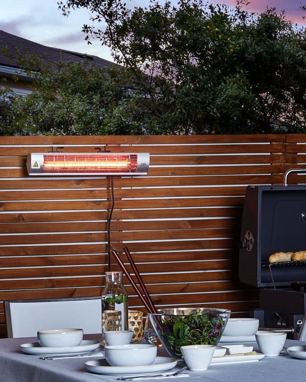 Terrassevarmer Sølv Aluminium 57 x 11 cm Elektrisk monteret 2000 W Emissionsfri Økologisk Udendørs Have Altan Cafe Bistro