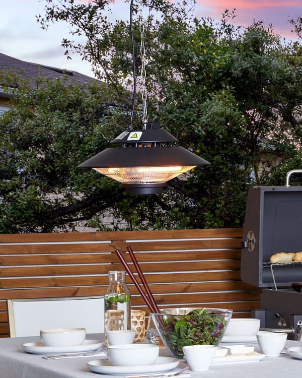 Hängande uteplatsvärmare Svart Aluminium 1500 W Infraröd värmelampa