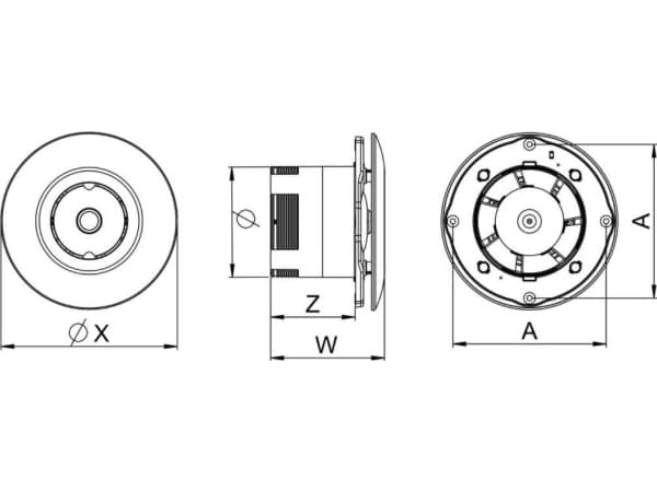 AWENTA WXO125H Orbit fi125mm 160m3/h 16W 230V Kylpyhuonetuuletin kosteusanturilla ja ajastimella valkoinen