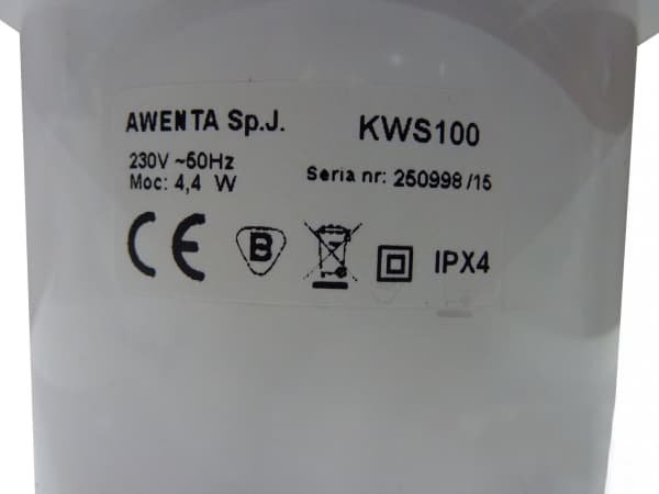 AWENTA Viftehus Silent Awenta KWS100M 100M fi100mm 75m3/h 4,4W 230V med mikrobølgebevegelsessensor med timer hvit