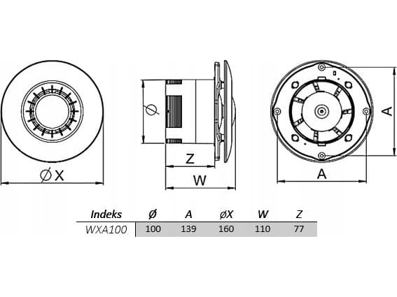 AWENTA badrumsfläkt Astro fi100 85m3/h 13W 230V vit Awenta WXA100