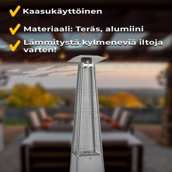 Fornorth Terrassevarmer Pyramid 13kW gasdrevet, rustfrit stål