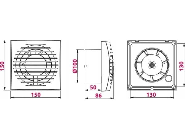AWENTA kylpyhuoneen tuuletin Awenta WFA100 Focus fi 100mm 85m3/h 8W 230V valkoinen