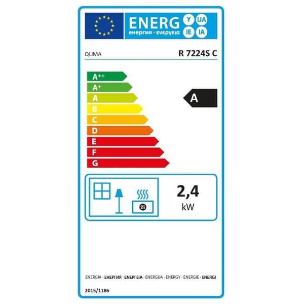 QLIMA R7224-SC - 2400 watt - vekoljekamin - upp till 85 m3 - CO²-detektor - 4,2 liters tank