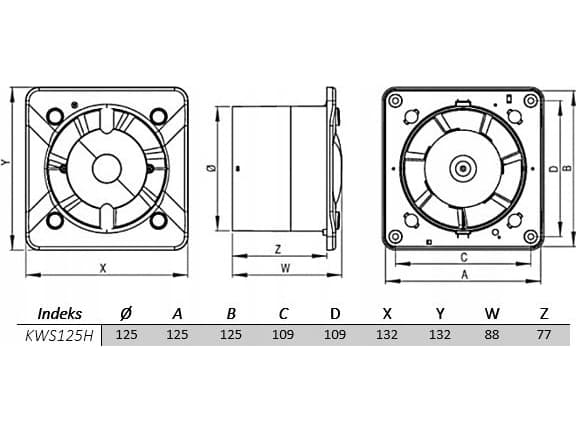 AWENTA Baderomsvifte Trax Awenta WTI125H fi125mm 150m3/h 18W 230V med fuktighetssensor og timer inox