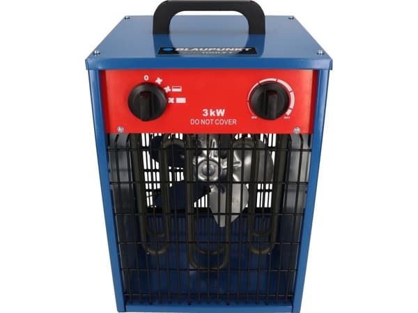 Blaupunkt EH9010, Viftedrevet elektrisk romvarmer, Rustfritt stål, IPX4, Innendørs, Gulv, Sort, Blå, Rød