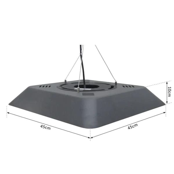 Rootz-kattolämmitin - Sähköinen patiolämmitin - 5-tilan lämmitin - Kaukosäätimellä varustettu lämmitin - LED-valo - Alumiini - Musta - 45 x 45 x 10 cm