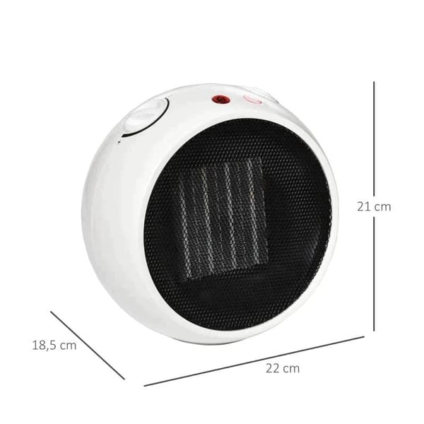 Rootz Varmelegeme - Varmeblæser - Elvarmelegeme - 900w/1500w - PP Plast - Hvid/Sort - 22 x 18,5 x 21 cm