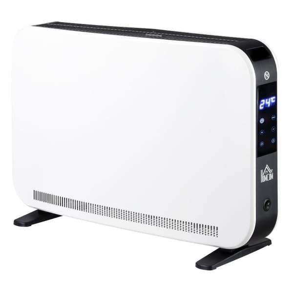 Rootz Heater - Varmeblæser - Elvarmer - LED lys med 3 niveauer - Timervarmer - Plast - Hvid - 60 x 18,5 x 39,5 cm