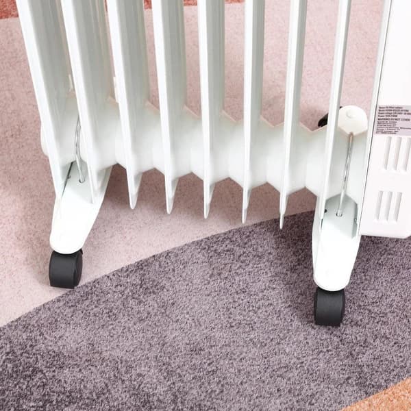 Rootz Oil Heater - 3 varmeniveauer og Eco Mode - Touch Display -15-35° C - 1830-2180 W - Stål - Hvid - 42,5 x 24 x 63 cm