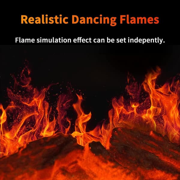 Rootz-tilanlämmitin - Sähkölämmitin - 3 tilaa - 10-49°c - Kaukosäätimellä - Led Flames Vapaasti seisova - Musta - 33,7 x 25,5 x 60,4 cm