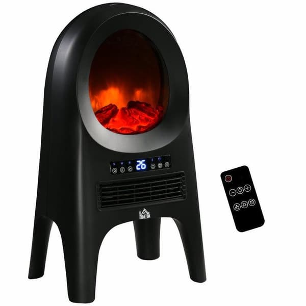 Rootz-tilanlämmitin - Sähkölämmitin - 3 tilaa - 10-49°c - Kaukosäätimellä - Led Flames Vapaasti seisova - Musta - 33,7 x 25,5 x 60,4 cm