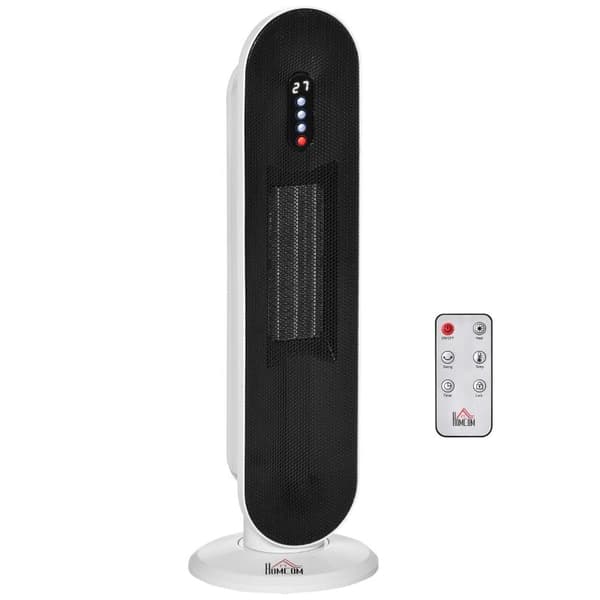 Rootz Heater - Tuuletin - Lämmittimen tuuletin - 24h Hour Timer - 2000w - 2 Modes Oscillation - Metalli - Valkoinen + Musta - 21 x 21 x 63,5 cm