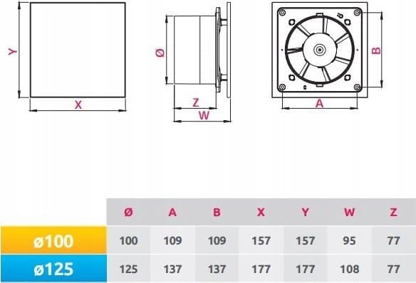 AWENTA Baderomsvifte Trax fi100 89m3/h 13W 230V hvit Awenta WTB100