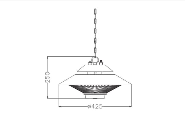 Activejet APH-IH1500, Hengende uteplassvarmer, Sort, Plast, Rustfritt stål, Elektrisk, 1500 W, Golden amber Sort