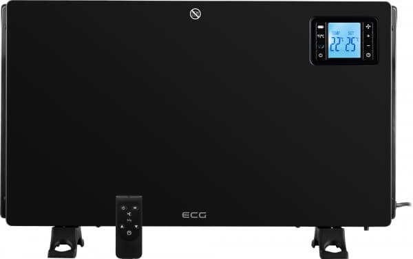 ECG TK 2080 DR Black, Konvektorisähköinen tilalämmitin, 24 h, 1,5 m, Sisätila, Lattia, Musta