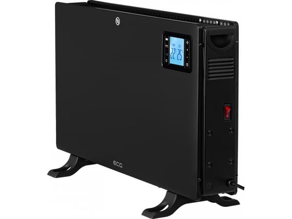 ECG TK 2080 DR Black, Konvektorisähköinen tilalämmitin, 24 h, 1,5 m, Sisätila, Lattia, Musta