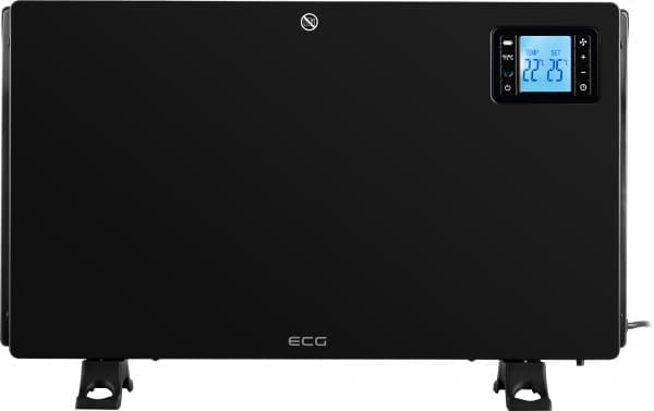 ECG TK 2080 DR Black, Konvektorisähköinen tilalämmitin, 24 h, 1,5 m, Sisätila, Lattia, Musta