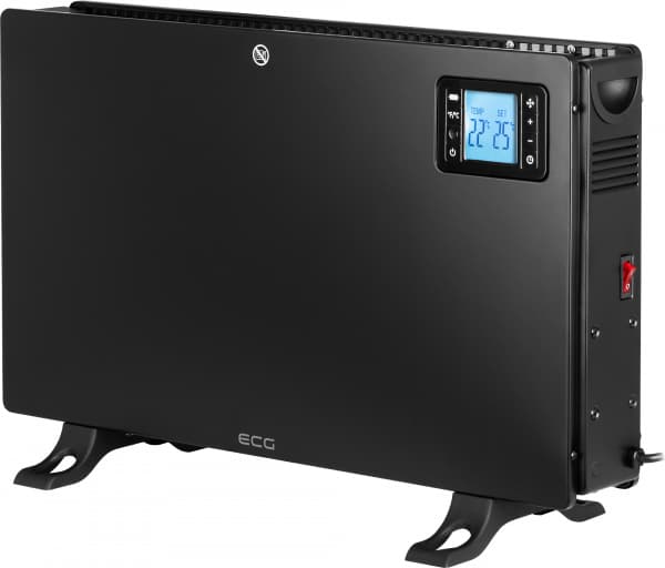 ECG TK 2080 DR Black, Elektrisk konvektor-romvarmer, 24 timer, 1,5 m, Innendørs, Gulv, Sort Sort