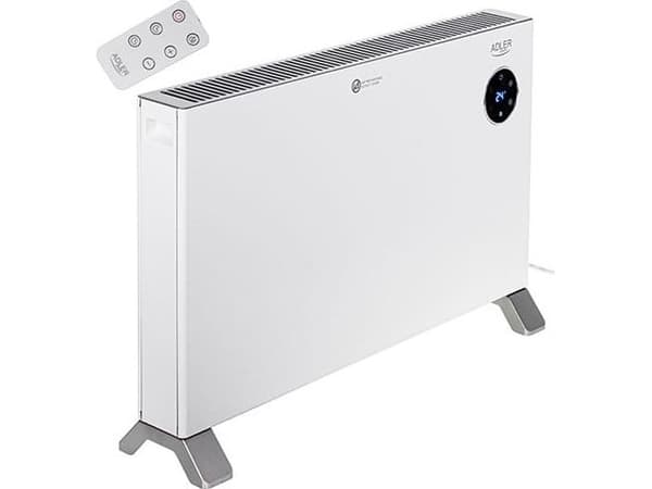 Adler konveksjonsvifte LCD med fjernkontroll | Konveksjonsvarmer | 2000 W | Antall effektnivåer 3 | Hvit | IPX24
