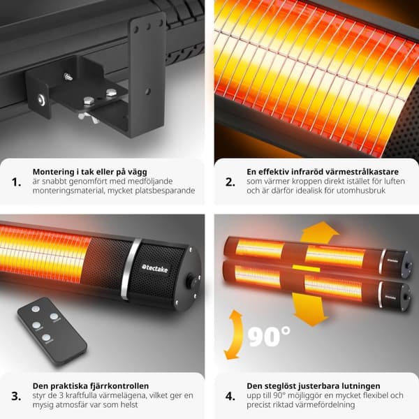 Infravärmare Solaris Horizon 3000W, aluminiumhölje - svart