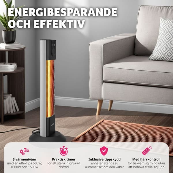 Infravärmare Solaris Terra 1500W med timerfunktion - svart