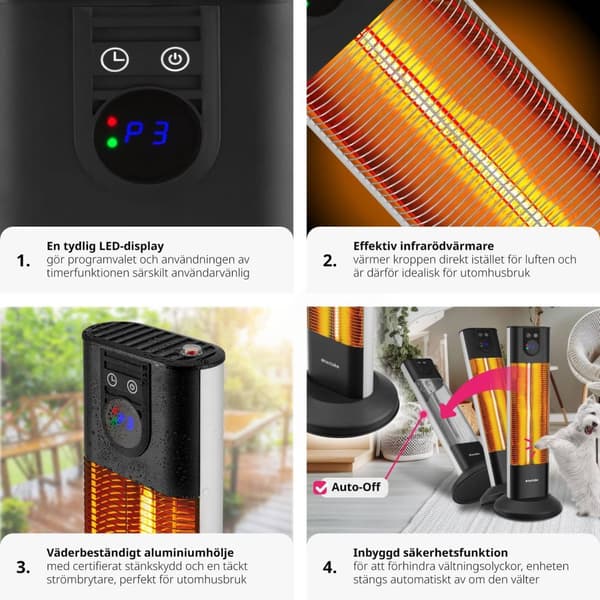 Infravärmare Solaris Terra 1500W med timerfunktion - svart