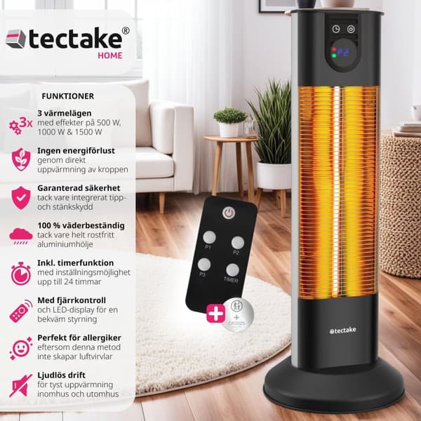 Infravärmare Solaris Terra 1500W med timerfunktion - svart