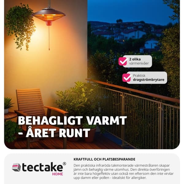 Infravärmare Solaris Orbit 2500W, aluminiumhölje - svart