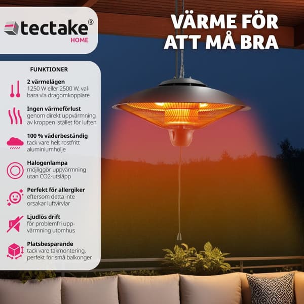 Infravärmare Solaris Orbit 2500W, aluminiumhölje - svart