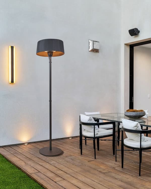 Elektrisk terrassevarmer Svart Stål 1500 W Halogen Frittstående Hage Tilbehør Varmelampe