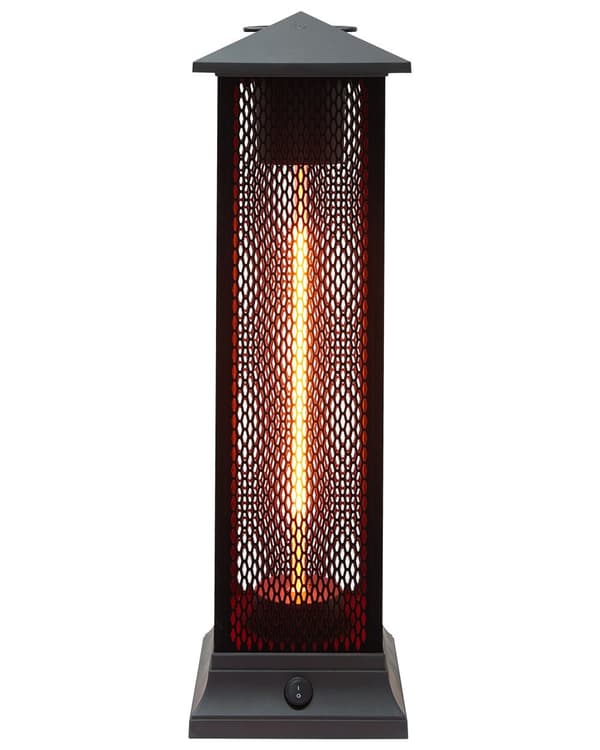 Halogen elektrisk strålevarmer sort stål fritstående havetilbehør terrasse have