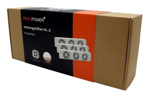 REALPOWER värmefläkt HL-3, set om 3 med 3 fläktar