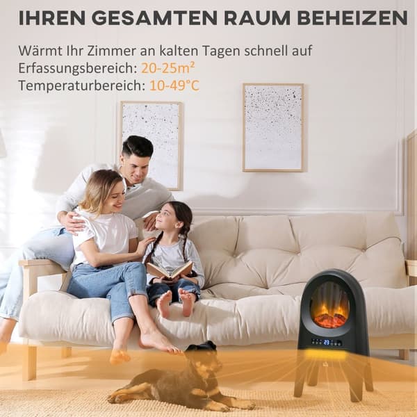 Varmeapparat, 2000 W, 33.7x25.5x60.4 cm, Sort