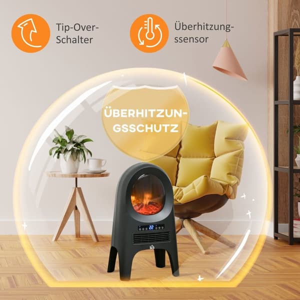 Varmeapparat, 2000 W, 33.7x25.5x60.4 cm, Sort
