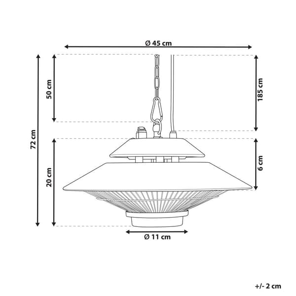 Elektrisk halogen pendelvärmare 1500 W svart MERAPI Lumarko!