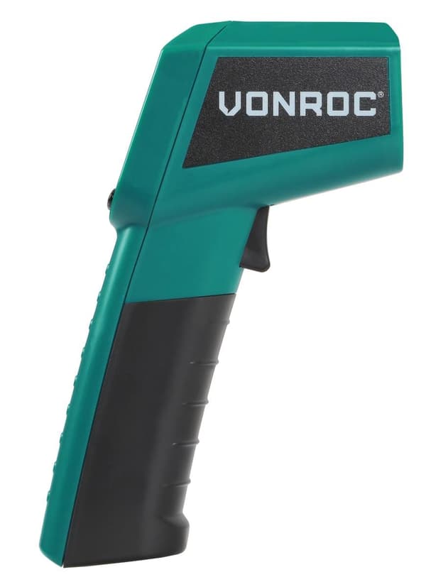 VONROC Termometer - Digitalt - infrarødt | Batteridrevet | med laser | Inkl. 2x AAA Batterier