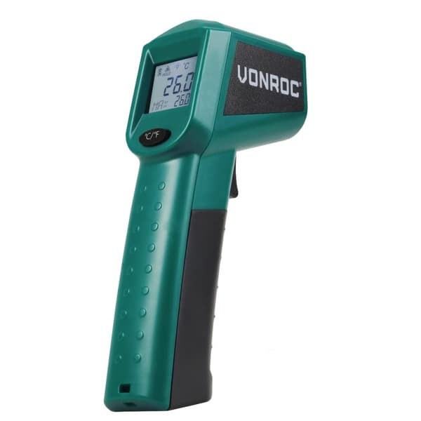 VONROC Termometer - Digitalt - infrarødt | Batteridrevet | med laser | Inkl. 2x AAA Batterier