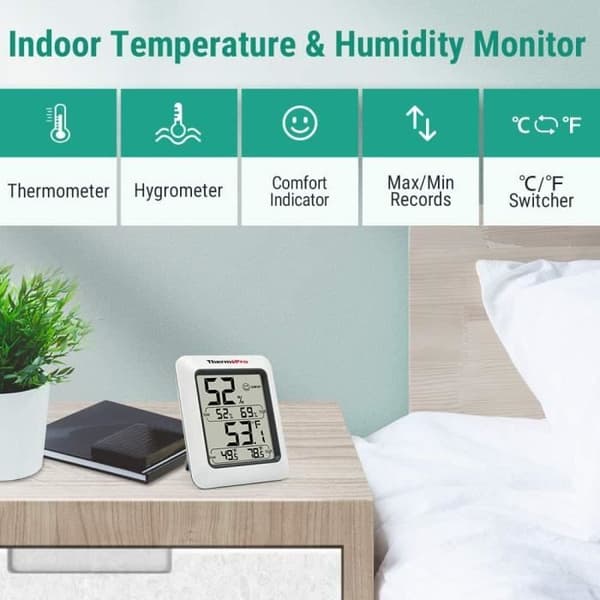 Hygrometer Termometer - ThermoPro - TP50 - Luftfuktighetsmätning - Temperaturmätning - Trådlös
