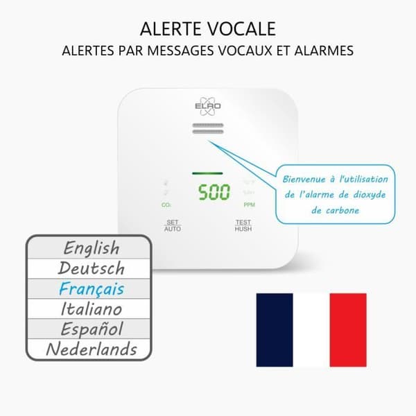 ELRO Connects SF500CO2 Smart Wifi CO2-mätarsats - komplett set med anslutningsbar luftkvalitetsmätare + K2-kontakt