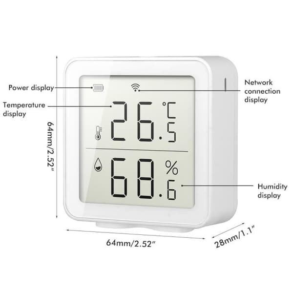 Smart WiFi fuktsensor Hygrometer Digital LCD temperatur- och luftfuktighetssensor termometer väderstation