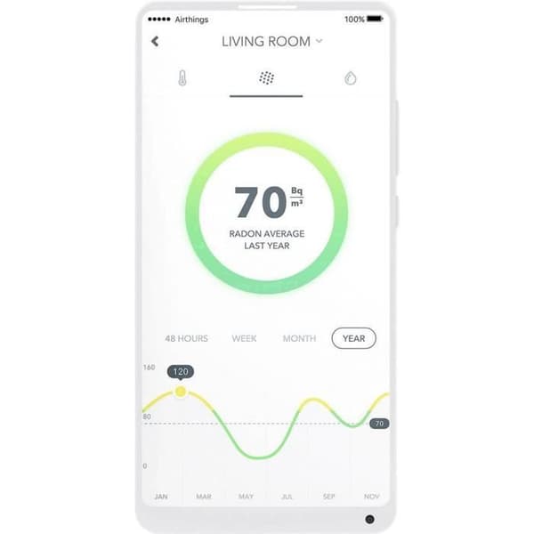 Airthings Airthings Wave (2. Gen) 291 gasdetektor Batteridriven 1 st.