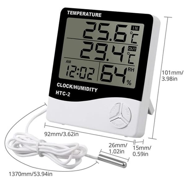 LCD digital termometer och hygrometer, med elektronisk visning av temperatur och luftfuktighet, P