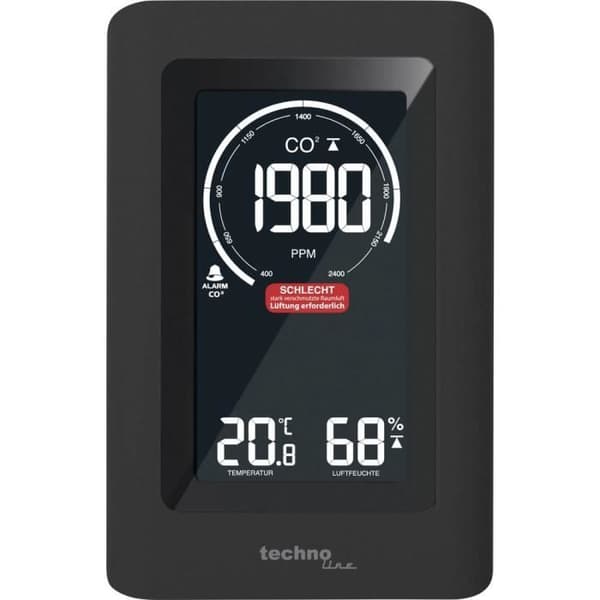 Koldioxidmätare - TECHNO LINE - WL1030 - Lufqualitetsmonitor - Trådad - Vit