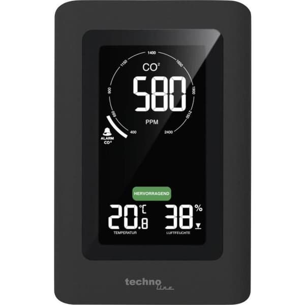 Koldioxidmätare - TECHNO LINE - WL1030 - Lufqualitetsmonitor - Trådad - Vit