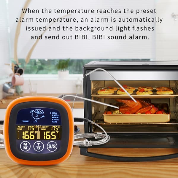 INF Dubbel Probe Digital Mat Termometer Pekskärm Kött Termometer