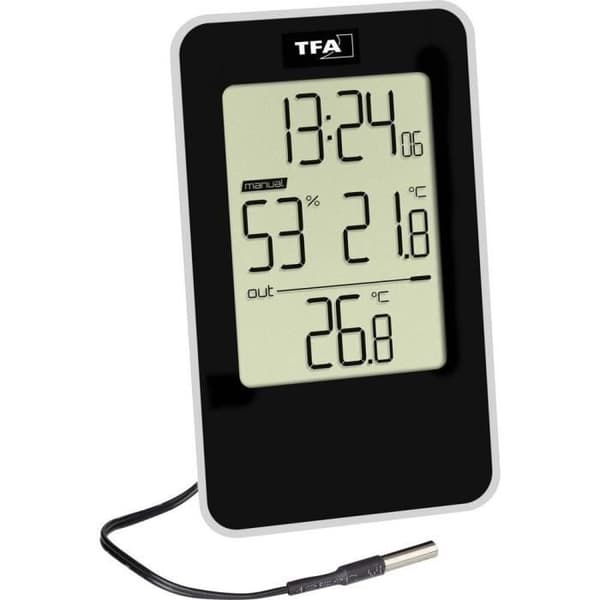 Termo-hygrometer - TFA DOSTMANN - 30.5048.01 - Svart - Trådat - Digitalt